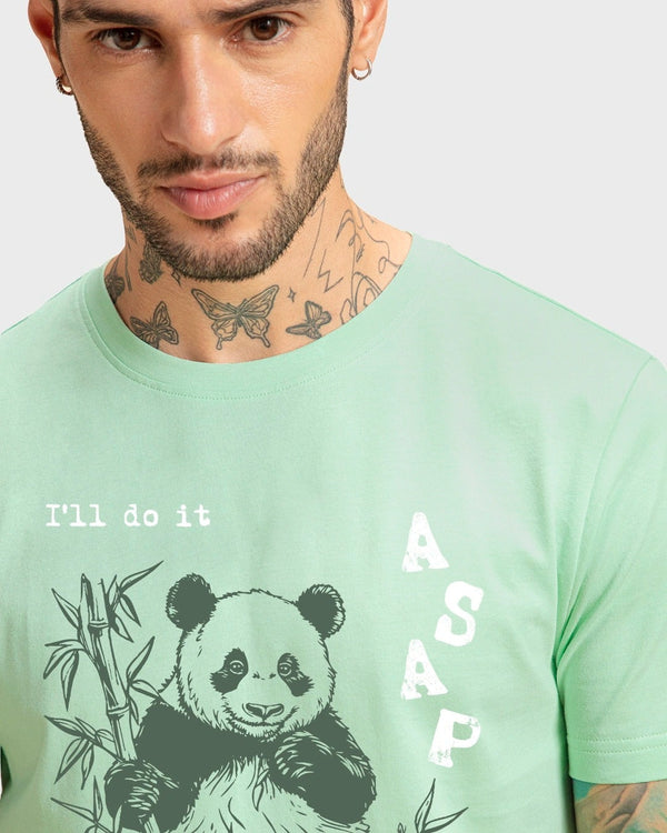 Clottie Men's Bird Egg Green ASAP Panda Graphic Printed T-Shirt