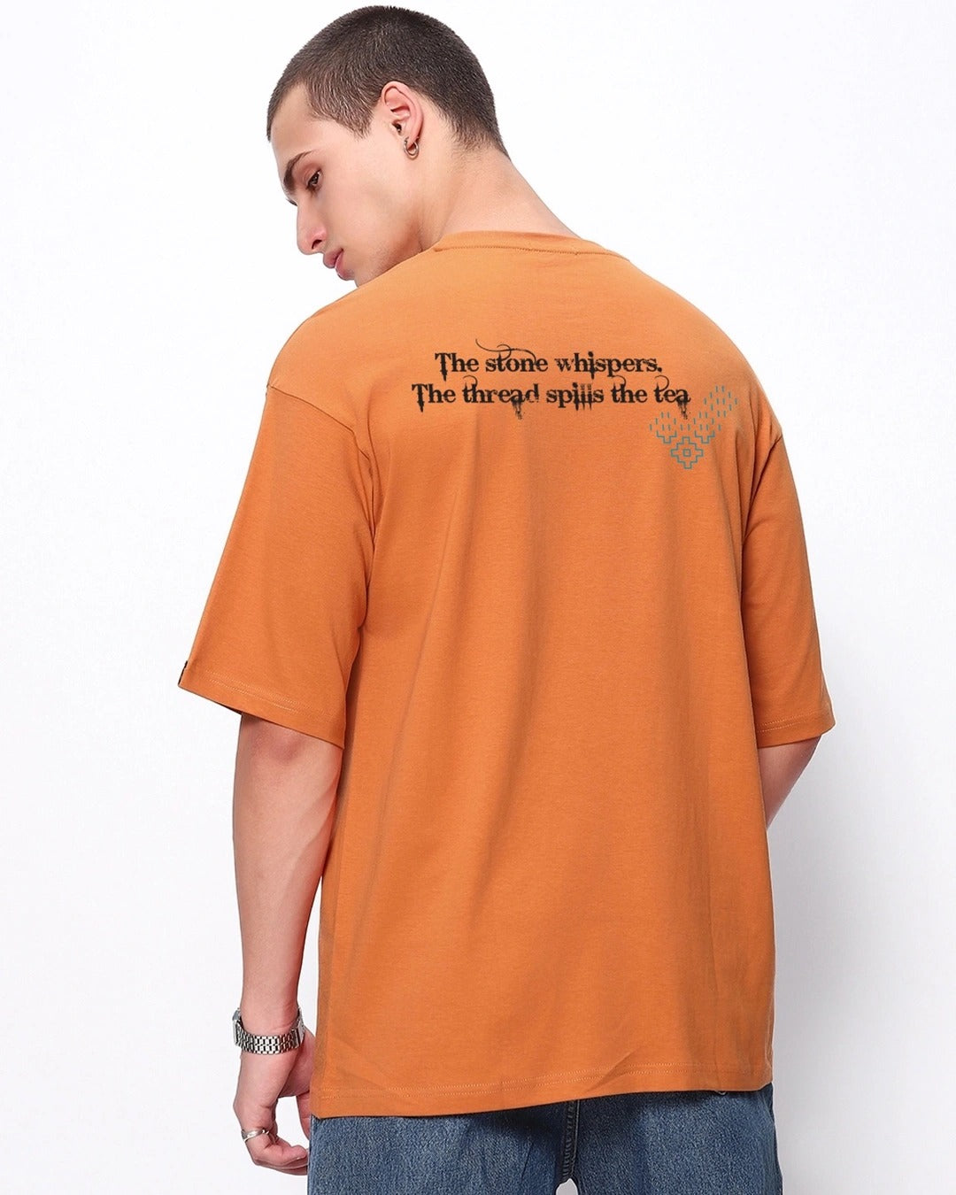 Clottie Men's Caramel Orange Legacy Graphic Printed Oversized T-Shirt