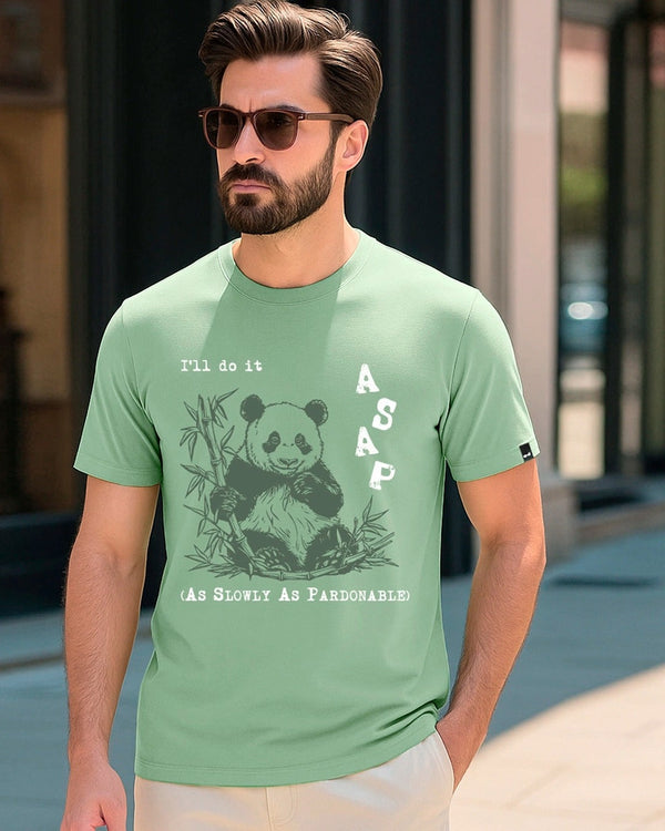 Clottie Men's Bird Egg Green ASAP Panda Graphic Printed T-Shirt